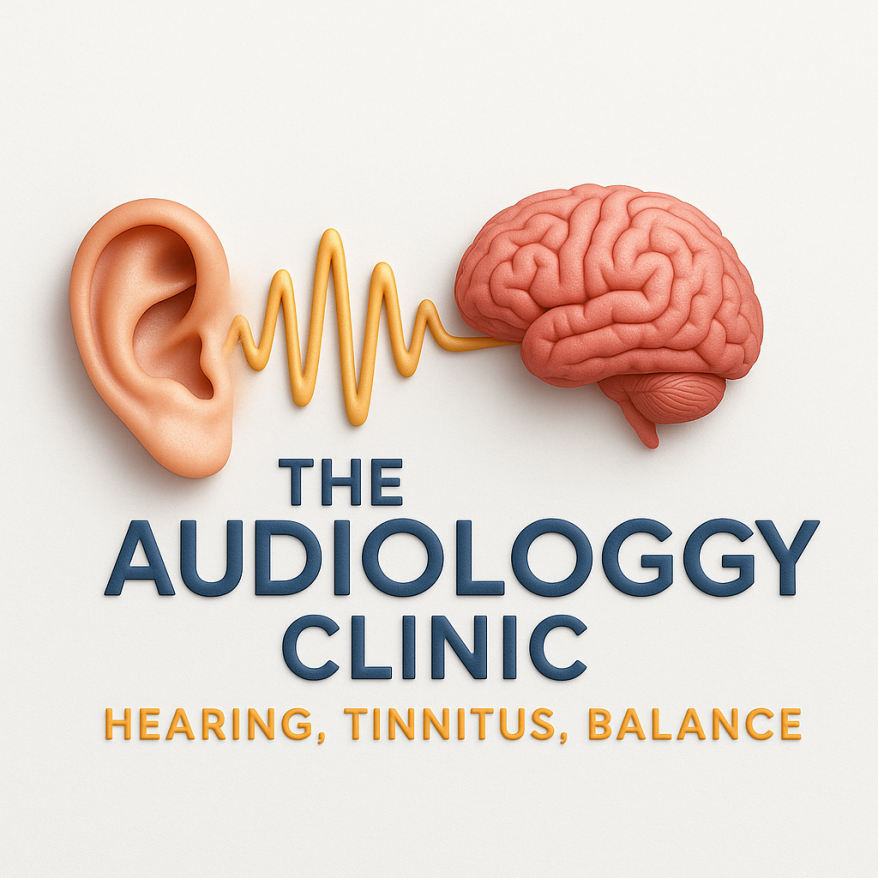Audiology clinic hearing care and diagnostic services illustration